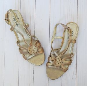 Gold 1.5" Sandals, Size 8.5, Excellent Condition